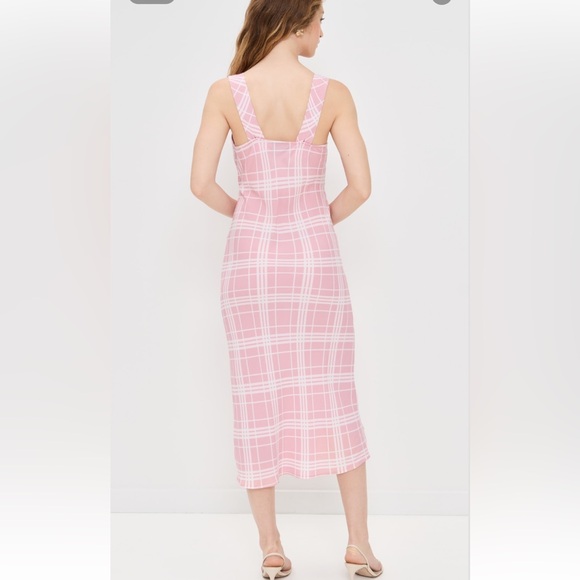 Reformation. Pink Plaid Midi Dress, Beauden Dress - Picture 2 of 7